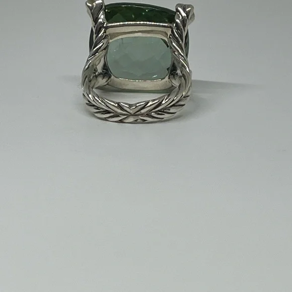 David Yurman Cushion On Point ring in silver, diamonds and prasiolite - Picture 10 of 13